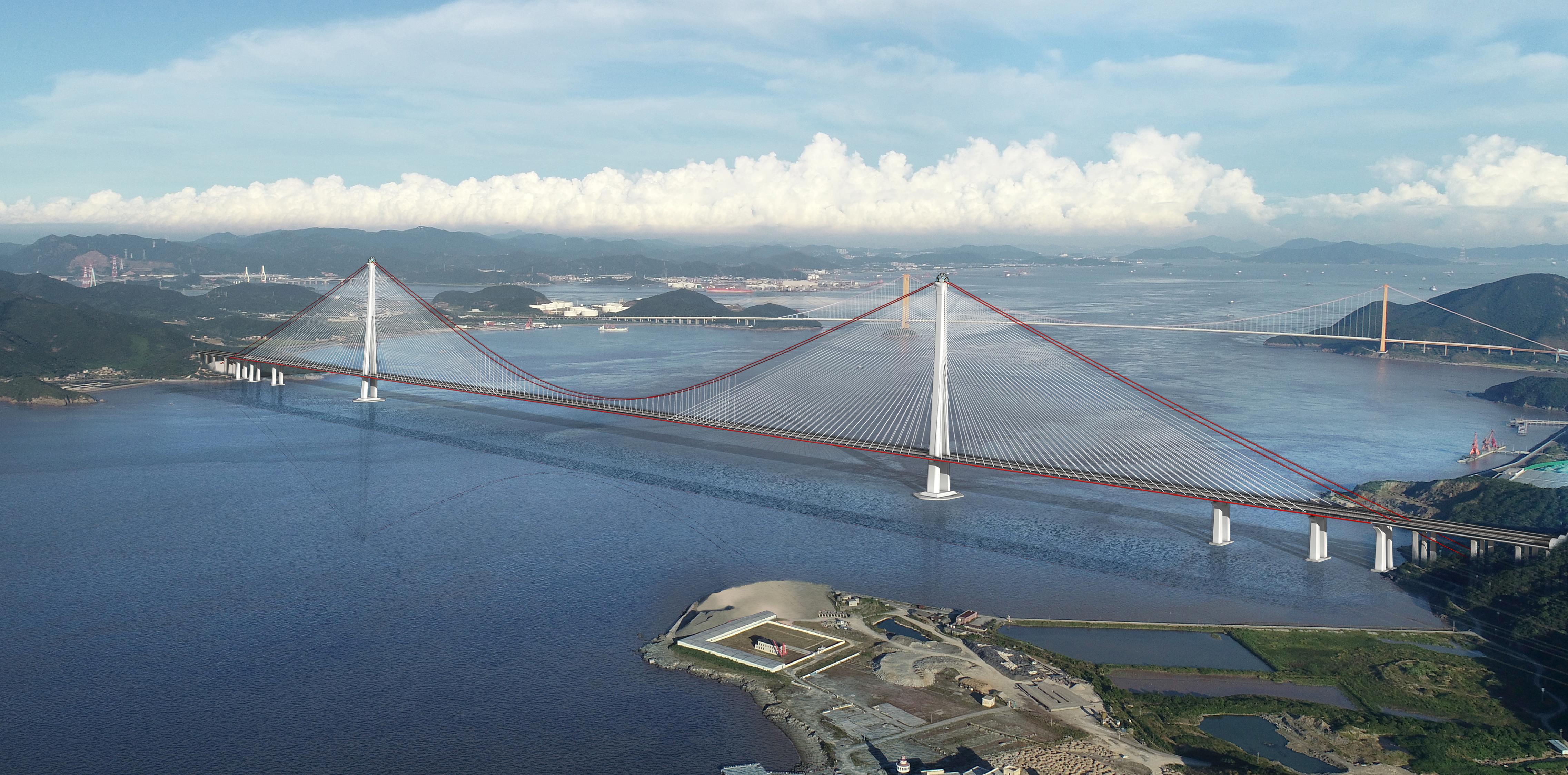 甬舟铁路西堠门公铁两用大桥效果图 甬舟铁路西堠门公铁两用大桥效果图