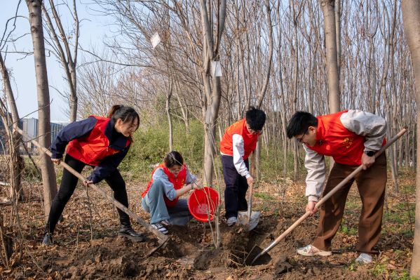 中铁上海局一公司 南京枢纽、宁淮铁路项目经理部开展“共植青绿 不负春光”主题团日活动